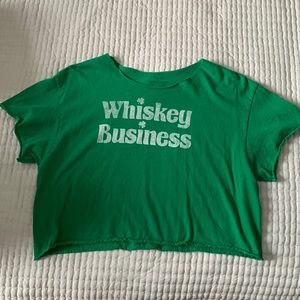 Green crop tee
